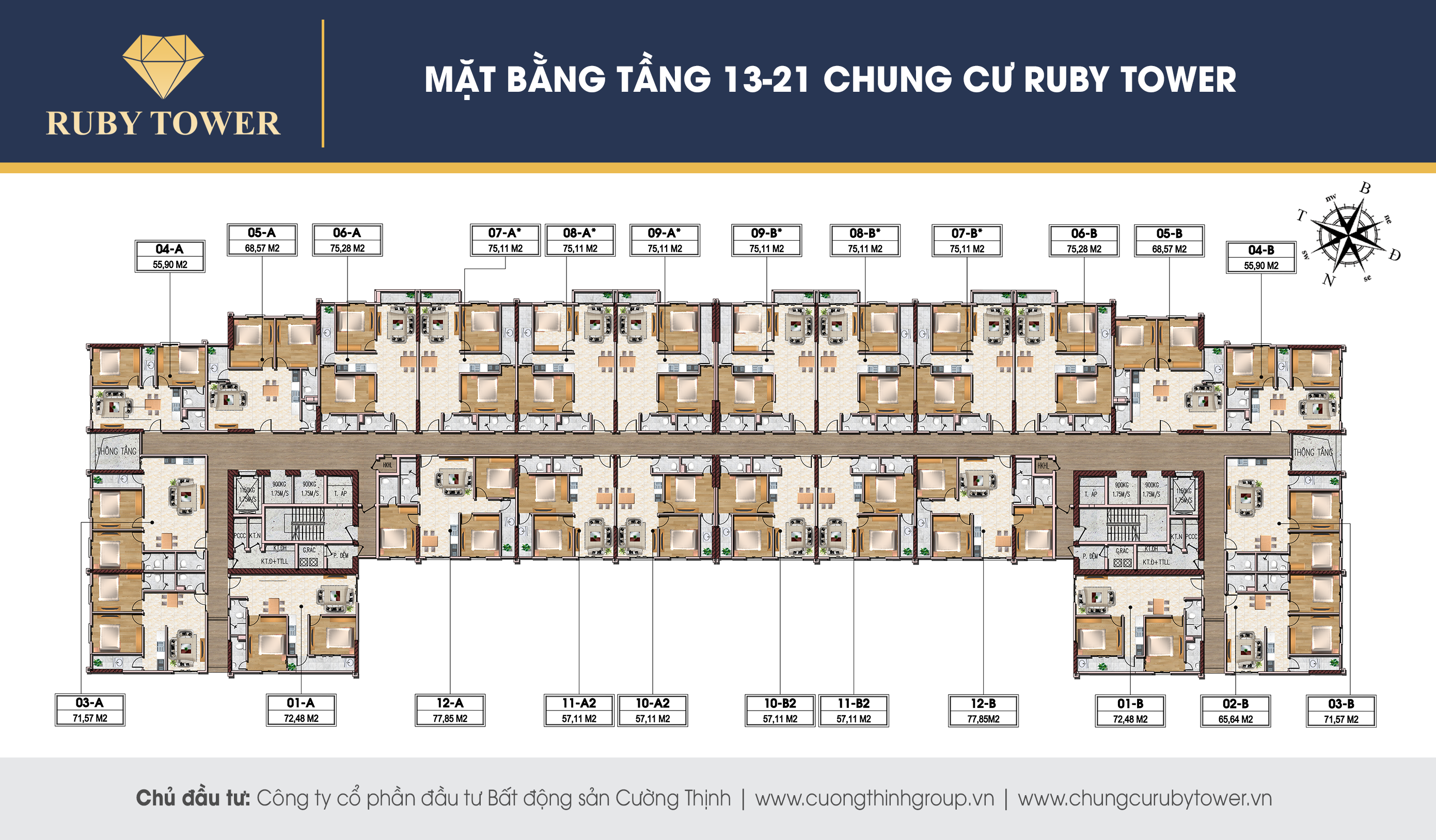 Mặt bằng chung cư Ruby Tower 